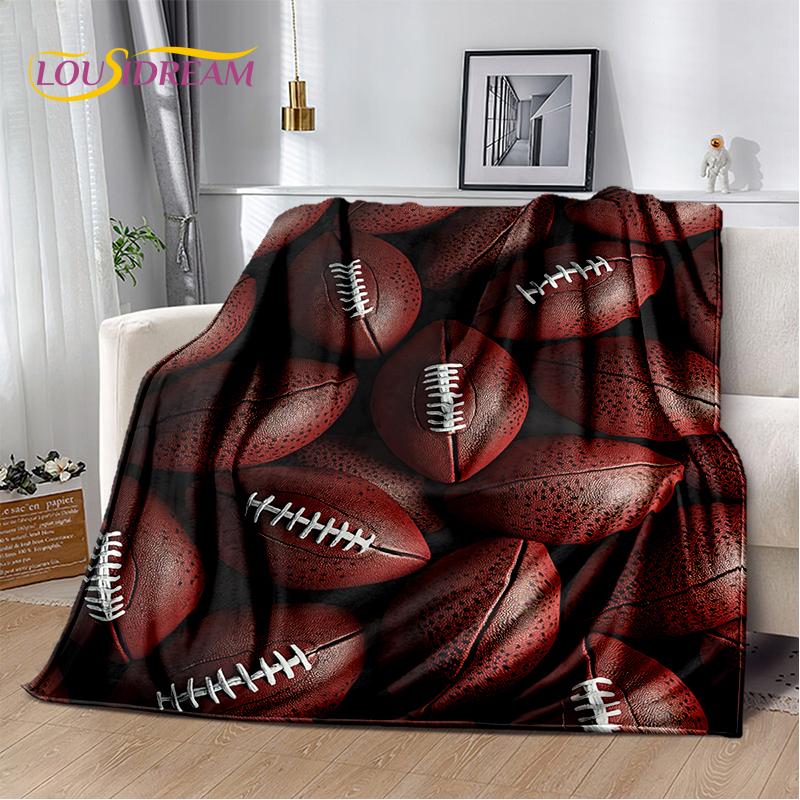 2025 Rugbyfeld Rugby American Football Cartoon Weiche Decke, Weiche Überwurfdecke für Zuhause Schlafzimmer Bett Sofa Reiseabdeckung Kind