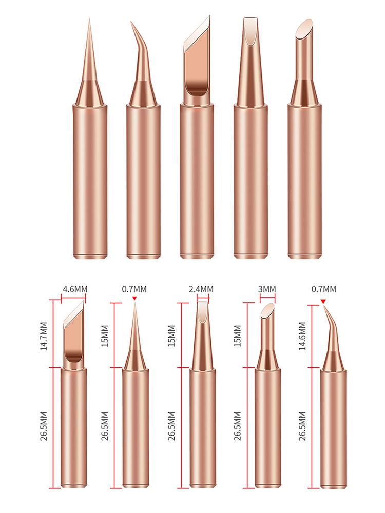 

5PCS Electric Soldering Iron Head Tool Copper Welding Head 900M-T-K Pure Copper Soldering Iron Welding Equipment Welding Tool