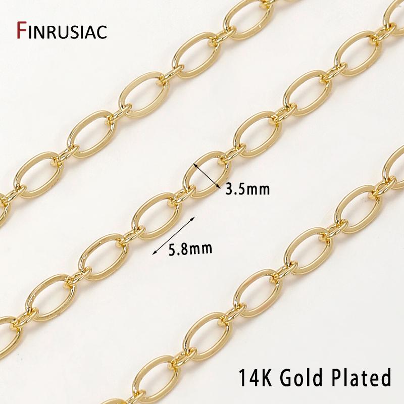 14K Gold Plated Brass Round Cable Link Necklace Chains,DIY Jewelry Spool Chains Necklace Bracelet Making Accessories