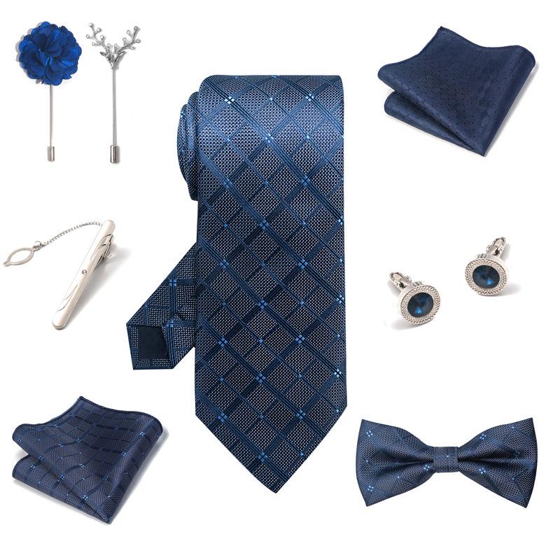 Luxury Groom Tie, Pocket Square & Boutonniere Gift Set for Weddings