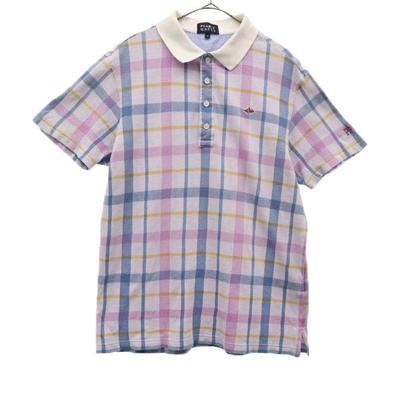 Check Pattern Golf Short Sleeve Polo Shirt 4 Purple Men's Used