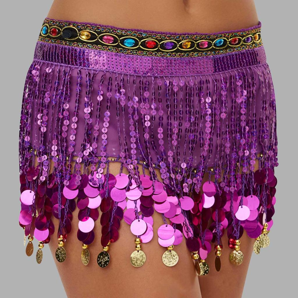 Γυναικεία ψηλόμεση σέξι μισή φούστα με παγιέτα αξεσουάρ μέσης με παγιέτες φουλάρι στη μέση