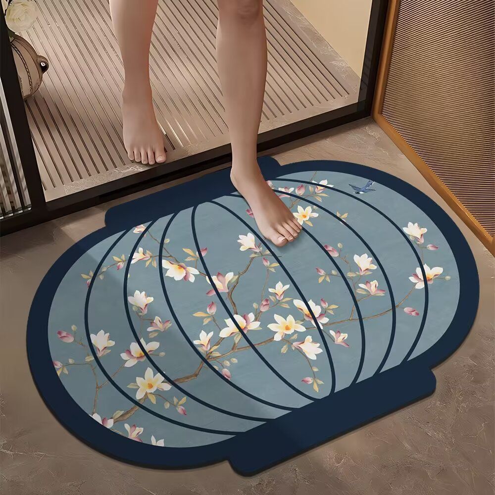 Bathroom door mat New Chinese style diatom mud suction toilet foot mat Entry door Lantern floor mat