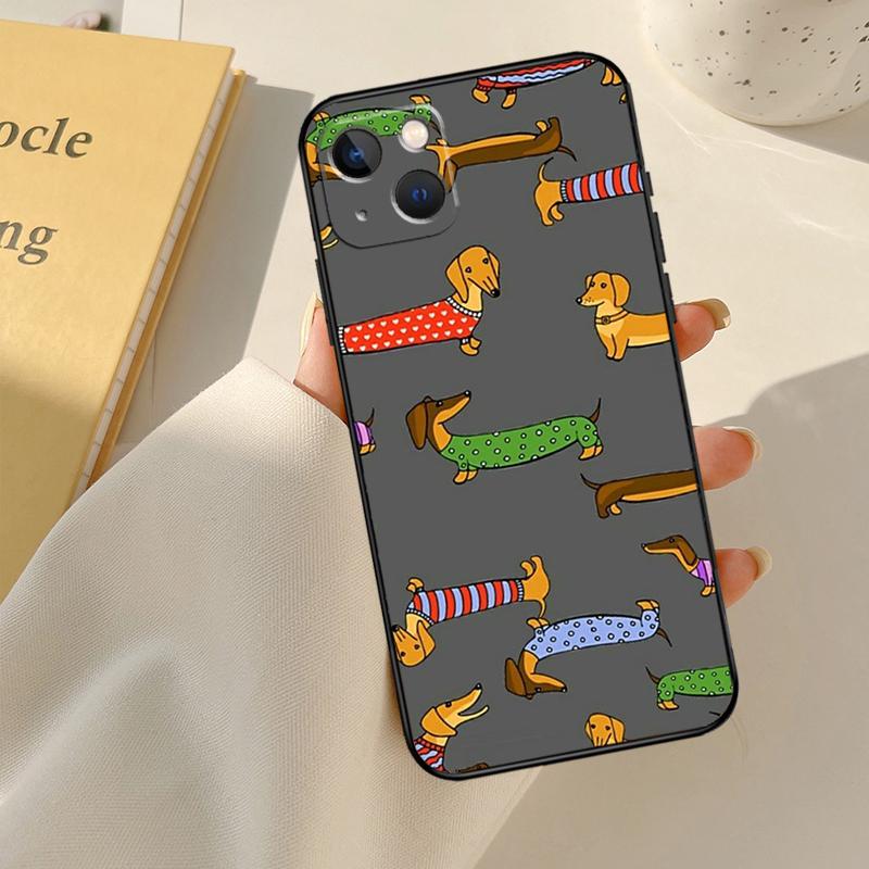 Cartoon Dachshund Sausage Dog Cover For iPhone 13 14 15 16 Pro Max 12 Mini 11 14 15 16 Pro Max Plus X XR XS Max Phone Case