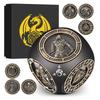 Partygeschenk Sechs-in-Eins Metall Drehende Würfel RPG Rollenspiel mit Sechs Verschiedenen Mustern Drehbarer Würfel D4/D6/D8/D10/D12/D20