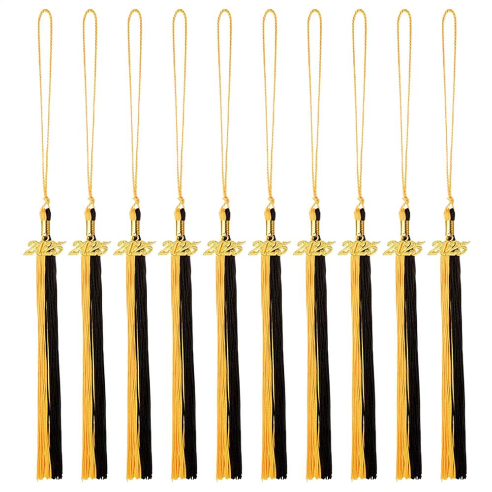 10pcs Graduation Tassel with Gold Date Mortarboard Tassel Fringe Pendant for 2025 Graduation Party Decorations Accessories