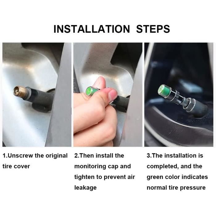 Bouchons de valve - 4 pièces - Métal chromé &amp; PC - Indicateurs colorés (argent, rouge, jaune, vert) - 23x11,5 mm