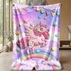 Pink Mane Unicorn in Magical Sky Theme blanket Lightweight Warm Flannel Blanket Decorative Throw Blanket for Home Decoration