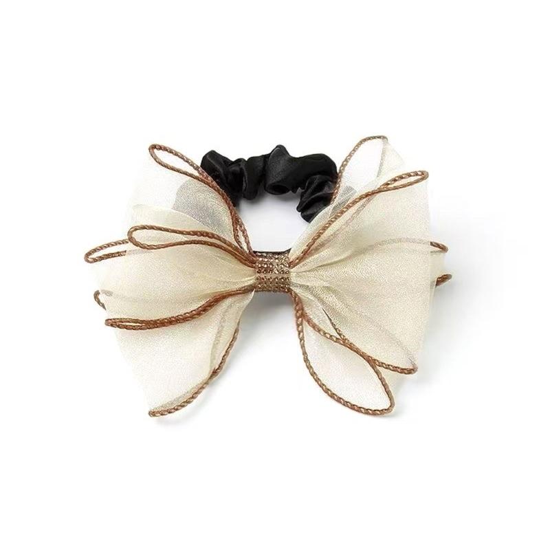 Mesh Rhinestones Bows Hair Tie Elastic Practical Hair Accessory For Women Girls Sports Party Hair Scrunchie Hair Decors