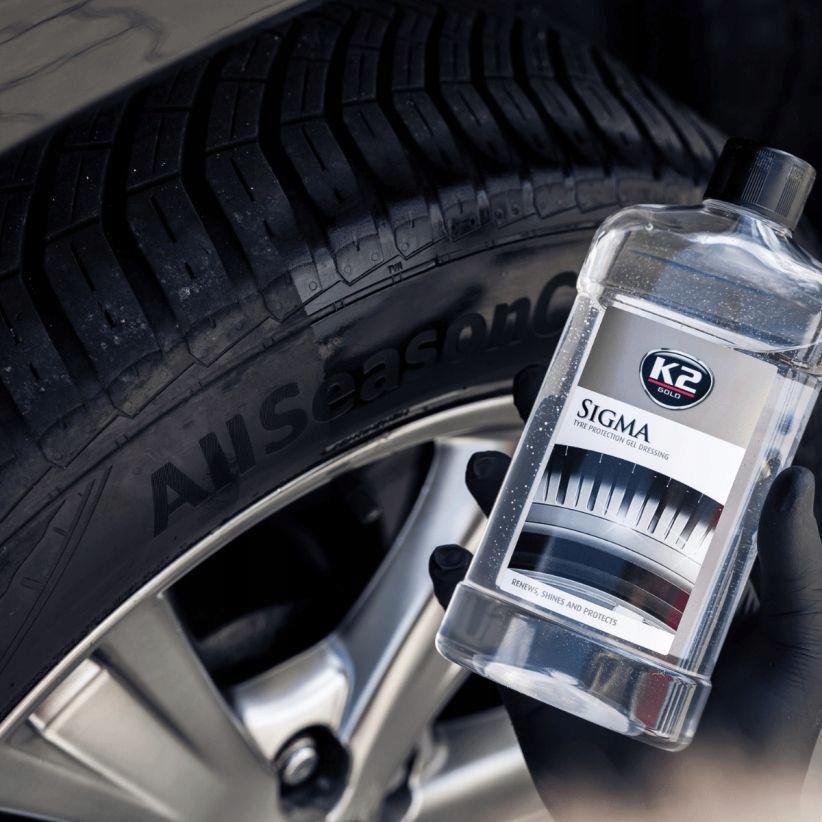 K2 Sigma Żel Płyn Do Nabłyszczania Pielęgnacji Opon Gumy 0,5L + Gąbka