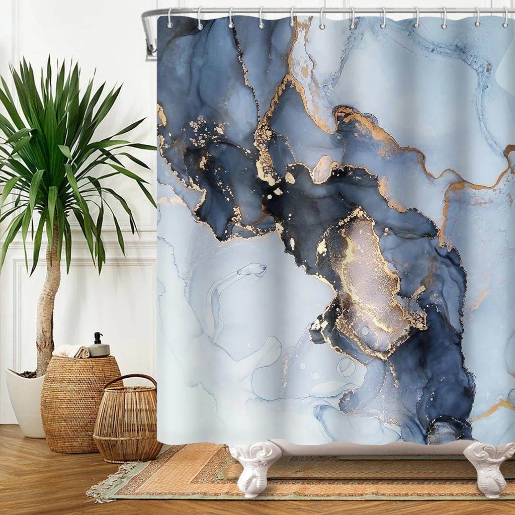 Marble Bathroom Curtain Abstract Modern Luxury Shower Curtain Waterproof Fabric Shower Curtain Bath Curtains With Hooks180x200