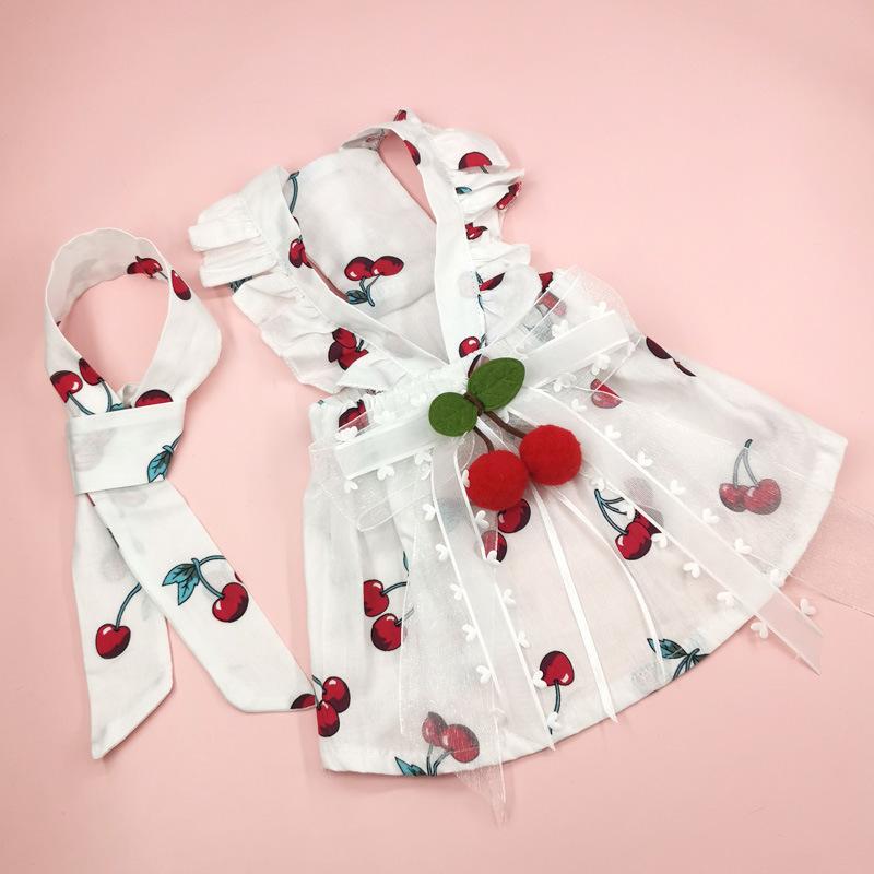 

Новая одежда для домашних животных Ins Cherry, свадебное платье для собак, юбка-мяу, платье, одежда для домашних животных, подарок, галстук-бабочка, дизайнерская собака XS белый