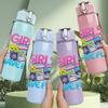 1PC Girls Just Wanna Have Fun Text Print 750ml Color Plastic Sports Water Bottle Leakproof Flip Straw Lid Suitable for Sports Office Home Use
