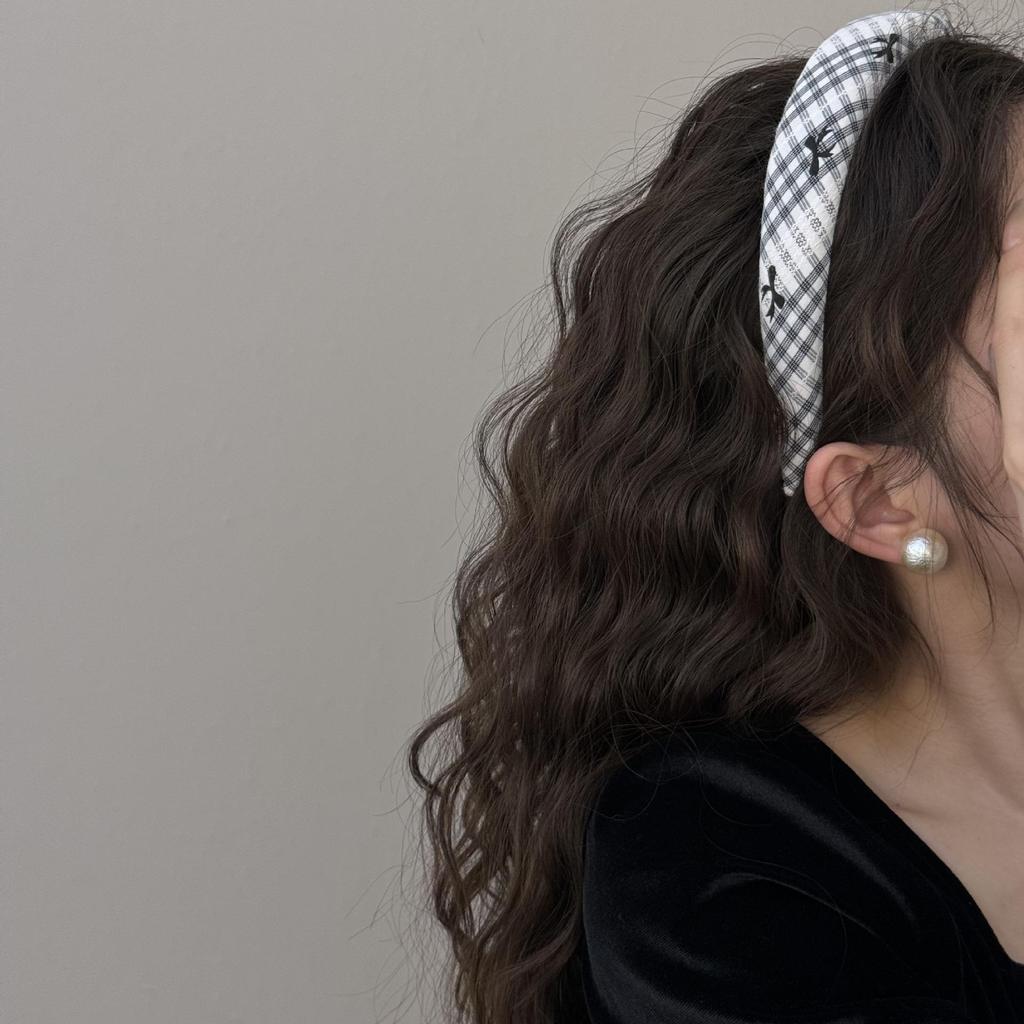 Advanced Plaid Bow Headband for Women - Fashionable Sponge Hair Accessory