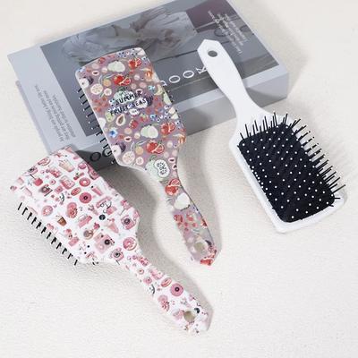 1 Piece of Fruit Beverage Snack Pattern Air Cushion Comb-anti-static,nylon Bristles,ergonomic handle,Special for Real Hair Wigs