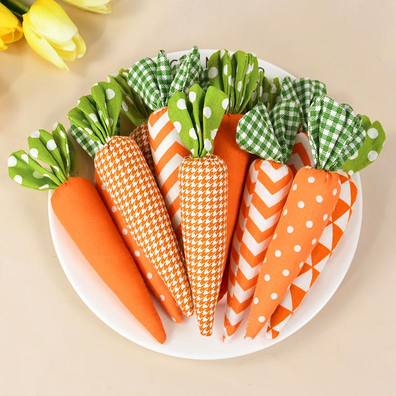 5Pcs Easter Fabric Carrot Ornaments 2026 Spring Easter Home Tray Decoration Kids Birthday Favors Gift Holiday Party Supplies