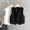 Women Waistcoat Vest Vintage Sleeveless Dressy Suit Casual Button Up V-Neck Tuxedo Vest for Daily Wear Office Dating Street