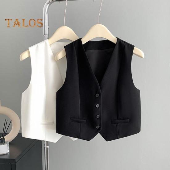Women Waistcoat Vest Vintage Sleeveless Dressy Suit Casual Button Up V-Neck Tuxedo Vest for Daily Wear Office Dating Street