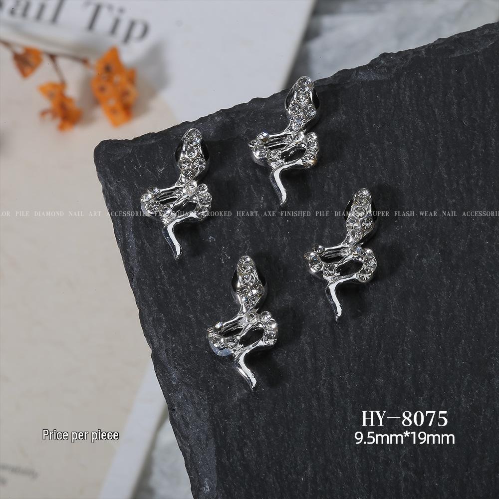 Shiny Rhinestone Snake-Shaped 3D Nail Art Accessories