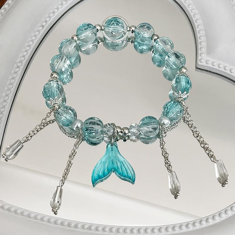 Bracelet Pendentif Papillon Fleurs Cristal Rose Coréen Pour Femmes Bracelets Chaîne de Perles Douces Bijoux Cadeaux Petite Amie