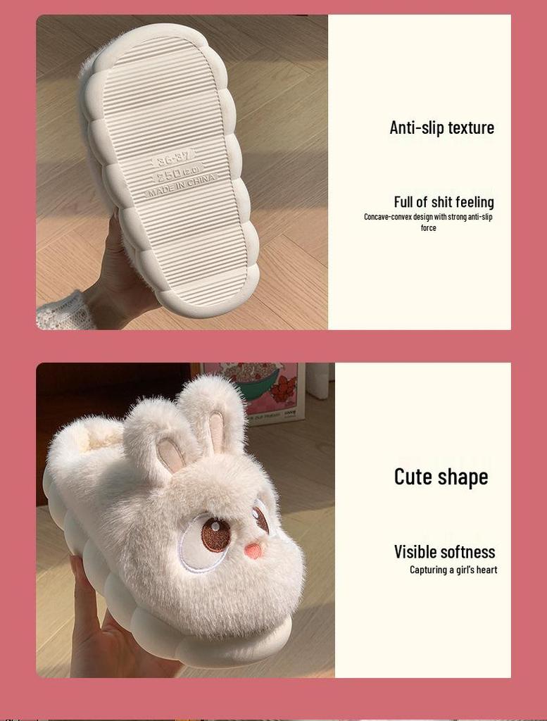 2025 New Furry Cotton Slippers: Non-slip, Warm & Cute for Women and Men - Perfect for Winter & Autumn