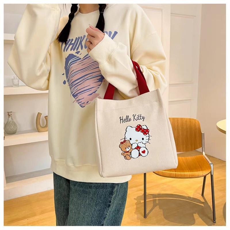 2025 New Cute Canvas Small Cloth Bag Office Worker Women Handbag Go Out Handbag Lunch Box Bag Cosmetic Bag
