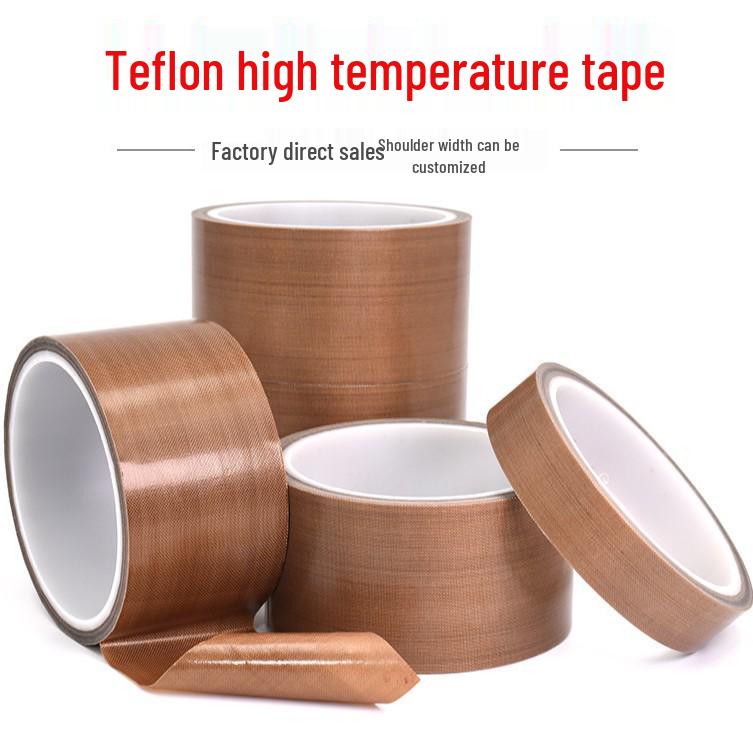

High-Temperature Heat Insulation and Anti-Scald Teflon Tape for Hot Melt Packaging Sealing Machines Brown 0.13mm Thick; Width 19mm x Length 10m