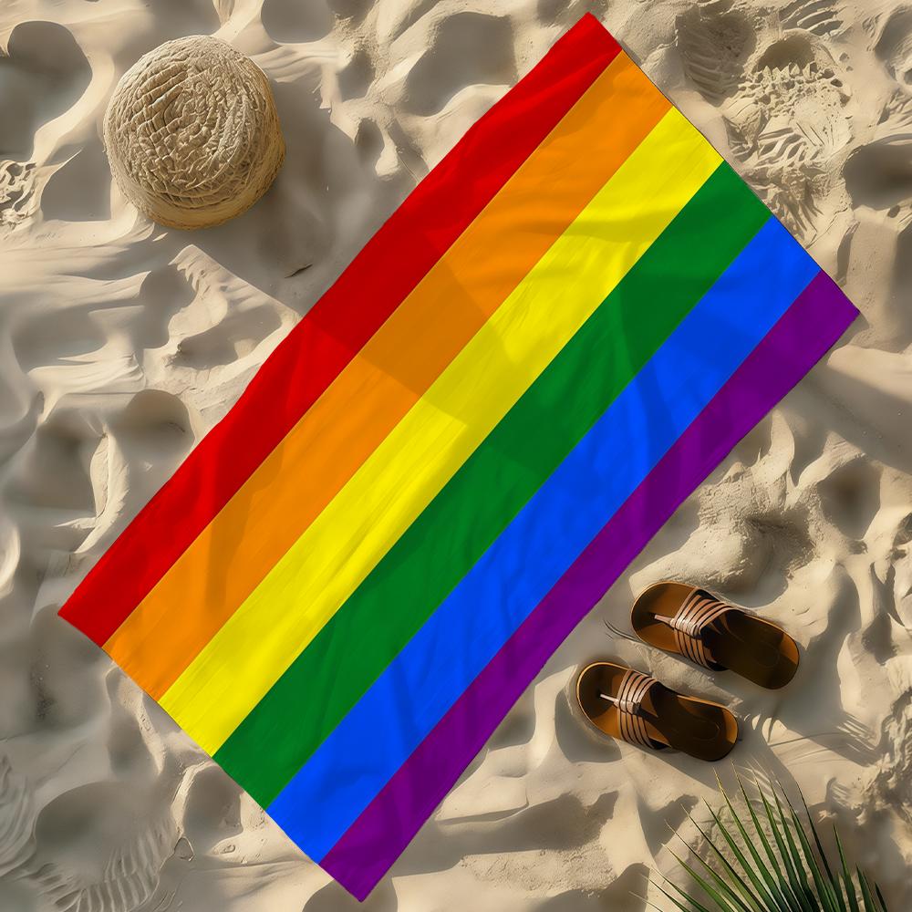 Art Flag of Gay Rainbow Pride Towel Soft Lightweight Anti-Sand Large Beach Towel Quick-Drying Bath Sports Family