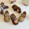 2024 Children Leather Casual Shoes for Girls Autumn New Fashion Korean Style Soft Bottom Cute Bear Anti-slippery Simple Flats