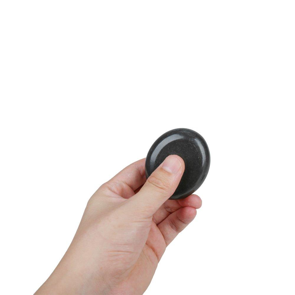 Windfulogo 4-Piece Hot Massage Stone Set - Natural Lava Basalt Spa Massage Warm Stones, Black (5x6cm)