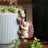 Exquisites Resin Craft Hedgehog Ornament Flower Pot Hanging Sculpture Suitable For Porch And Indoor Plant Display