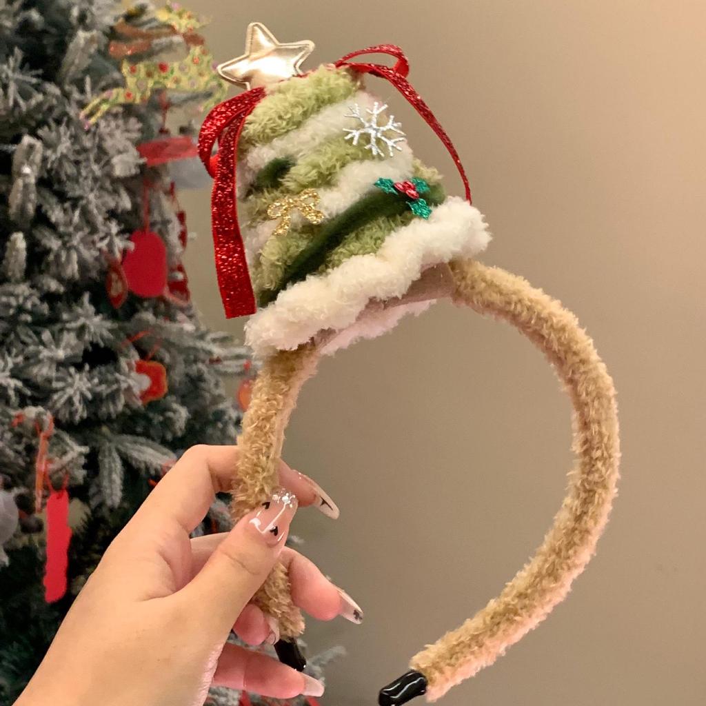 2025 Sonbahar/Kış Peluş Noel Ağacı Taç: Kadınlar İçin Eğlenceli ve Şenlikli Saç Aksesuarı