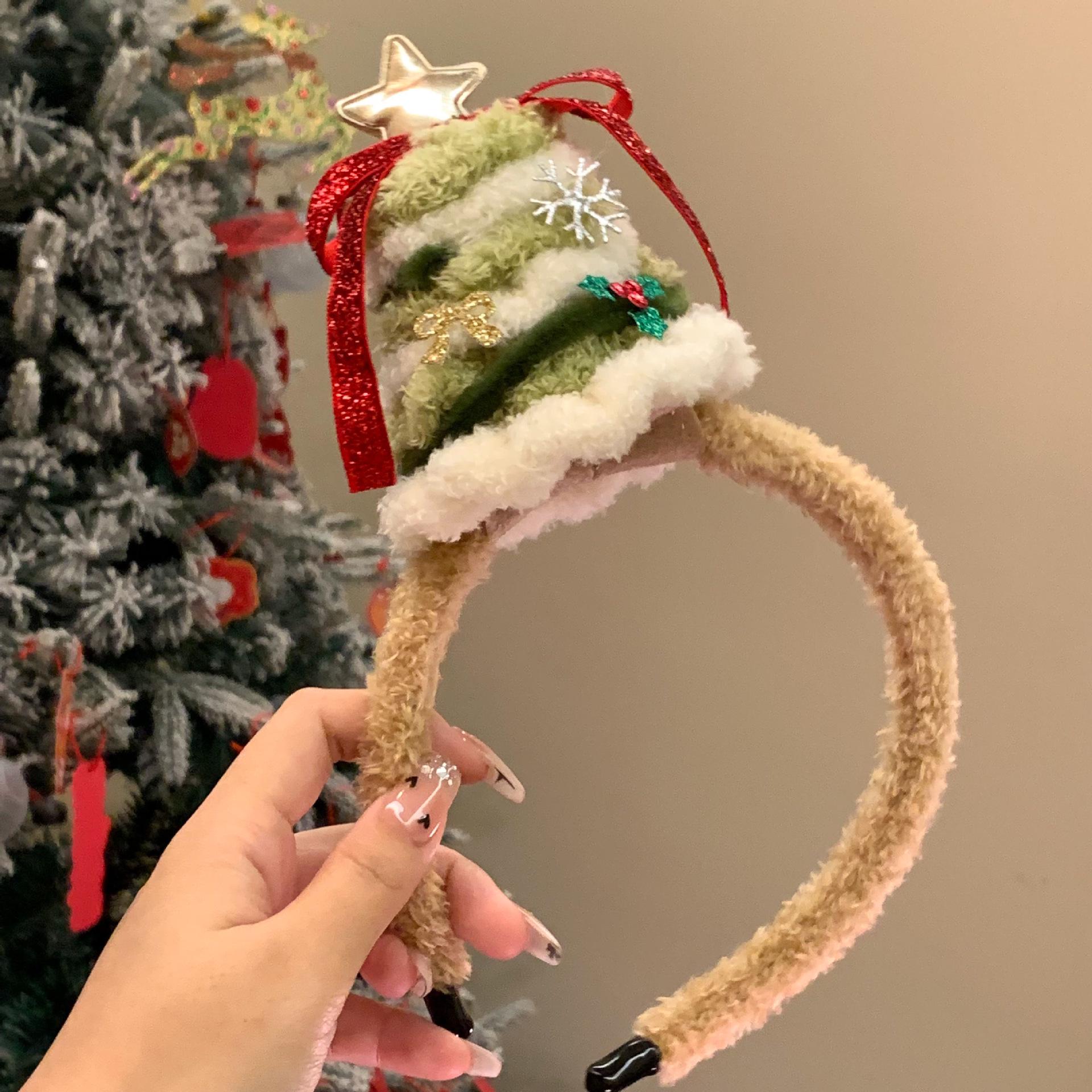 

Плюшевый ободок на голову в виде рождественской елки Осень/Зима 2025: Веселый и праздничный аксессуар для волос для женщин