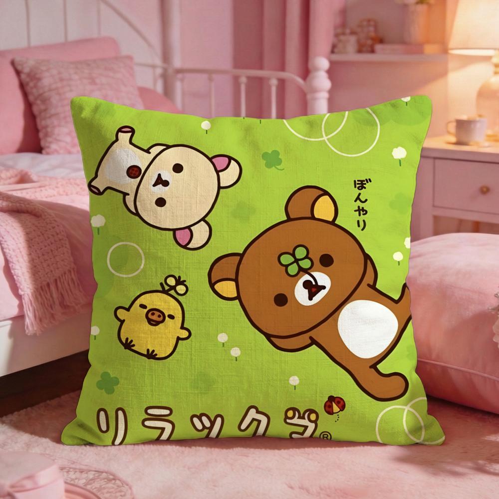 RRirakkumas Cute Bear Cushion Cover Premium Comfort Reversible Pillow Cove Two In One Design For Any Room Car Interior