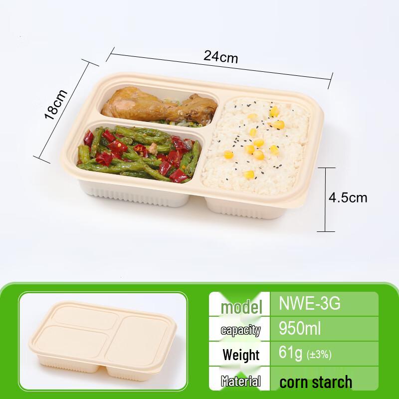 

Eco-Friendly Corn Starch 3-Compartment Meal Prep Containers