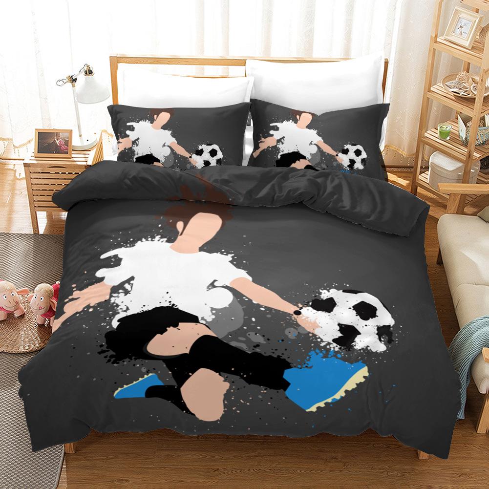Comforter Football Soccer Goal Soft Bedding Set Sports Competitive Theme 2/3Pcs Full Queen King Size