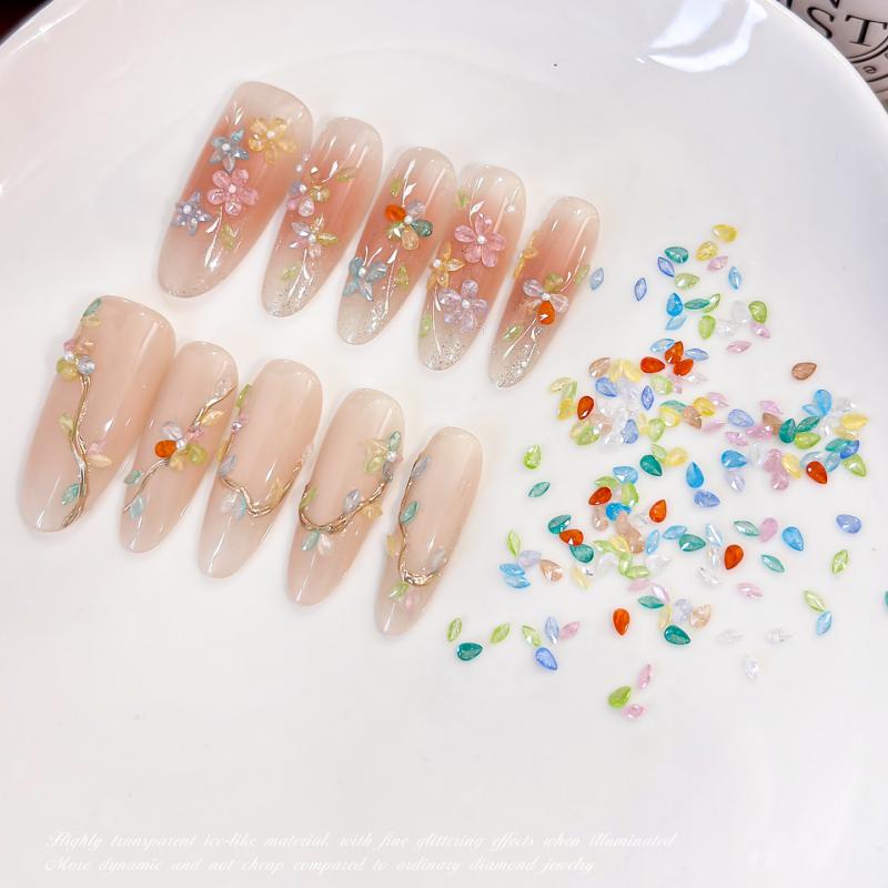 50Pcs Candy Color Ice Flower Nail Art Zircon Charms With Sparkling Effect For Home Diy Nail Salon Decoration