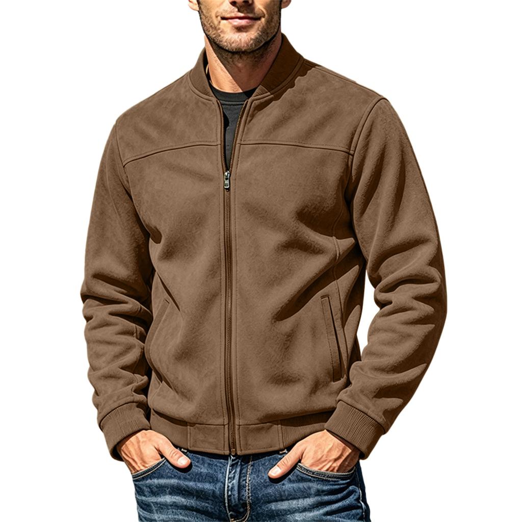 Men's Baseball Jacket Long Sleeve Zip-Up, Casual Fashion Coat for Fall and Winter