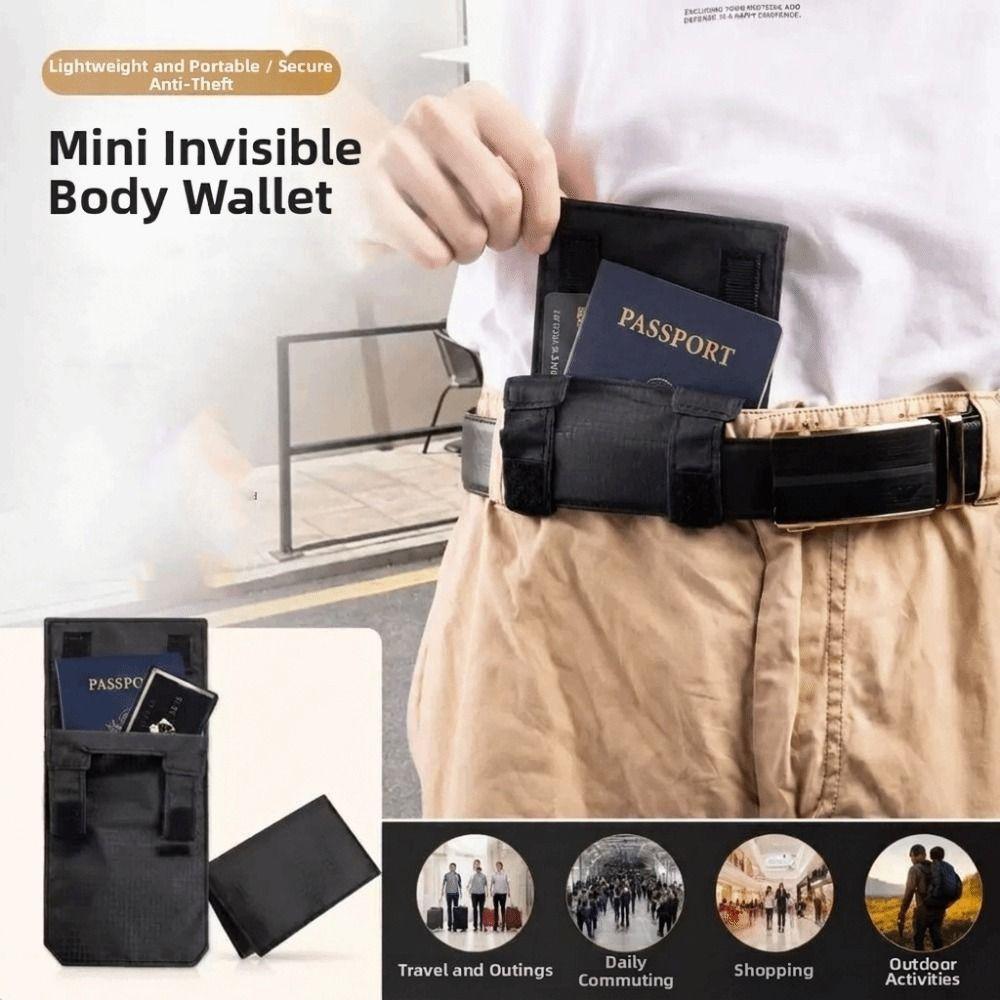 Carteira Mini Porta-Moedas com Compartimento Secreto para Usar no Cinto Bolsa de Cintura Portátil Carteira de Cinto Masculina Uso em Viagem