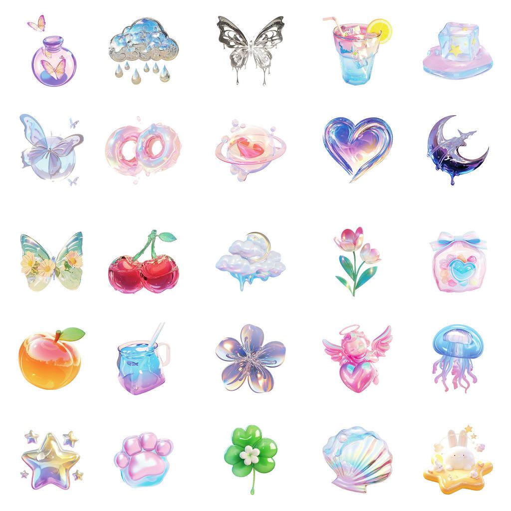 50 Creative Liquid Metal Waterproof Decorative Stickers DIY Mobile Phone Case Skateboard Laptop Water Cup