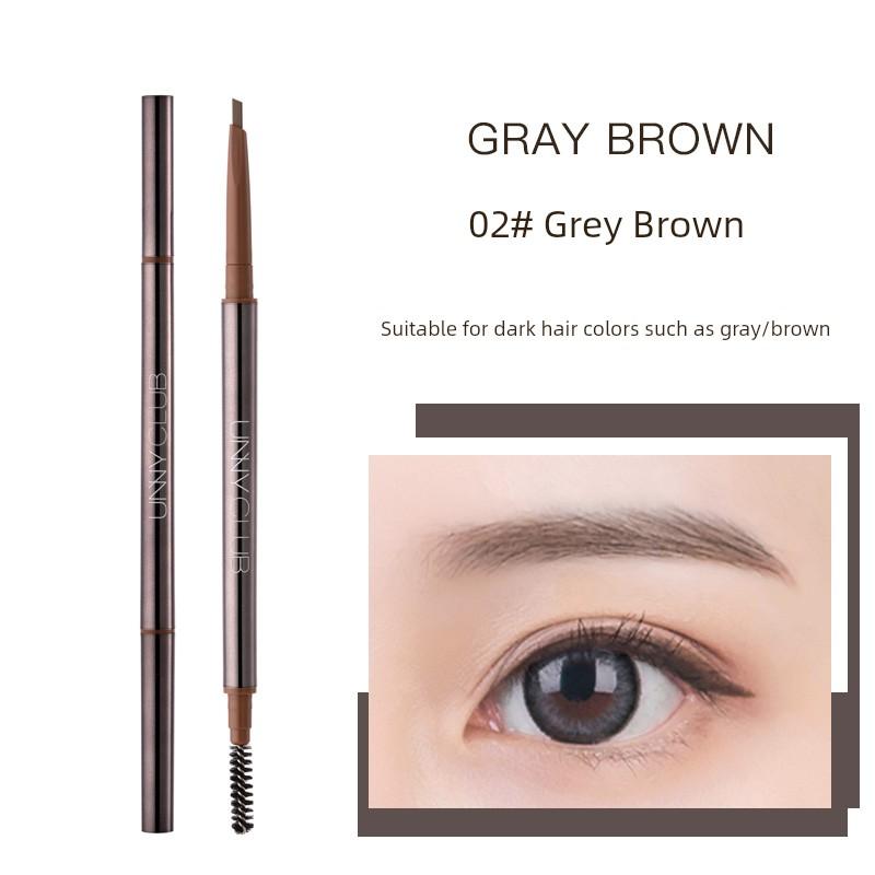 Unny Eyebrow Pencil Women's Ultra-Thin Double-Headed with Eyebrow Brush Waterproof Sweat-Proof Beginner Rotate Distinct Look Long Lasting Fadeless