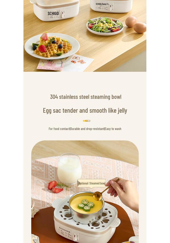 Automatic Egg Boiler & Breakfast Multi-Cooker with Power-Off Feature - Double-Layer, Ideal for Dorms & Homes
