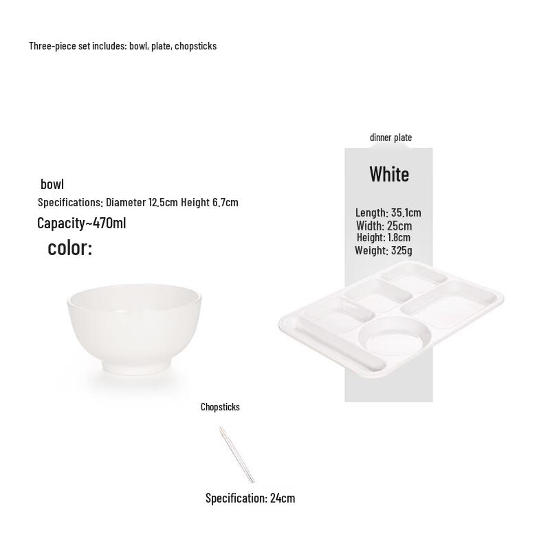 Commercial Melamine 3-Piece Dinnerware Set