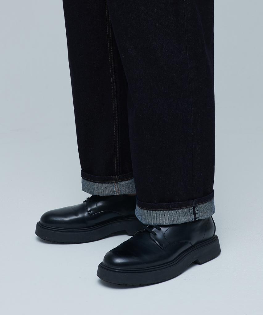 Musinsa Standard One-Tuck Loose Tapered Denim Pants [Deep Indigo]