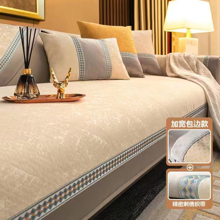 Nordisch Schlicht Vier-Jahreszeiten Universal Sofakissen Rutschfest Lederstoff Sofabezug Chenille High-End Sitzkissen Rückenlehne Handtuchbezug