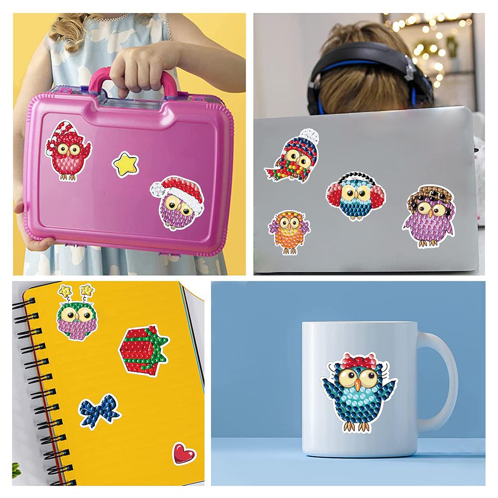 6/2pcs Gem Mosaic Stickers Diamond Painting Paint by Numbers Set Christmas Cartoon Santa Claus Diamond Stickers for Kids Gift