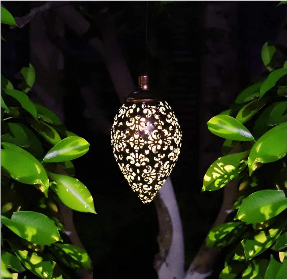 Wrought Iron Solar Waterproof Garden Lamp with Water Drop Projection