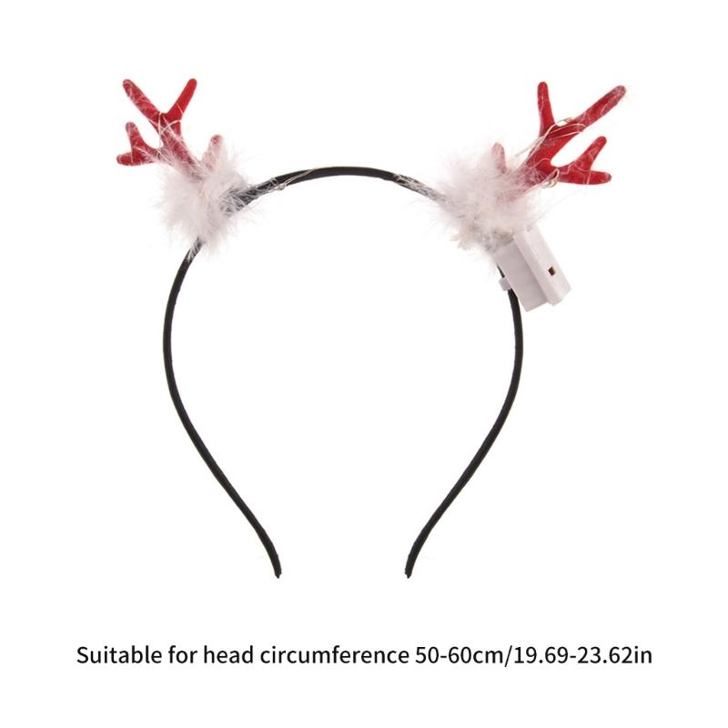 Glowing Christmas Reindeer Hair Hoop Headbands Hair Bands Party Decoration for Girls and Womens Photo Props