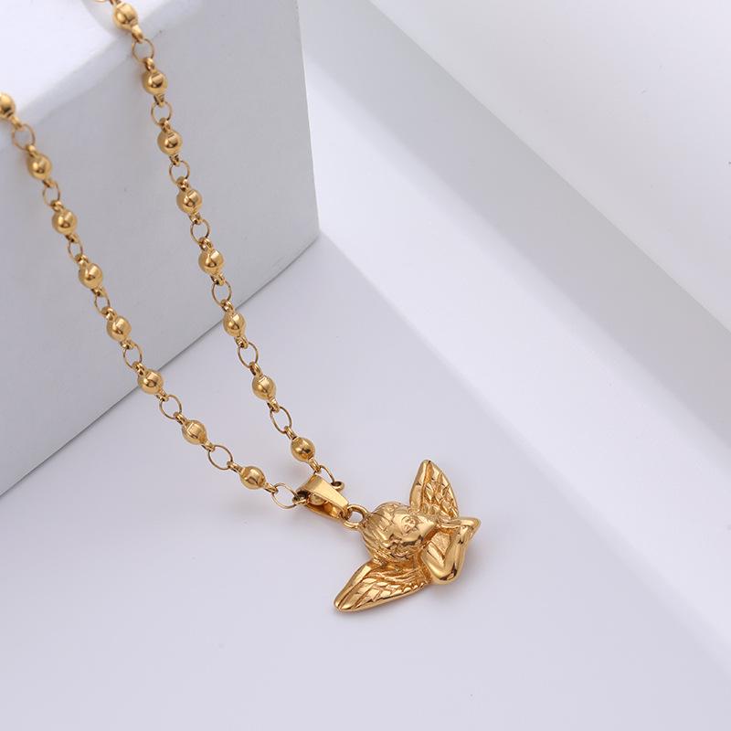 Design Sense Angel Necklace Light Luxury Personality Titanium Steel Versatile Non-Fading Clavicle Chain