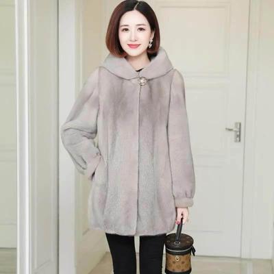 Mode Winter Modelle von Nachahmung Nerz Pelzmantel Lose Nerz Pelzmantel Frauen Mit Kapuze Mittellange Verdickung